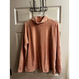 RAFAELLA~COWL NECK PINK PULLOVER SWEATER~M